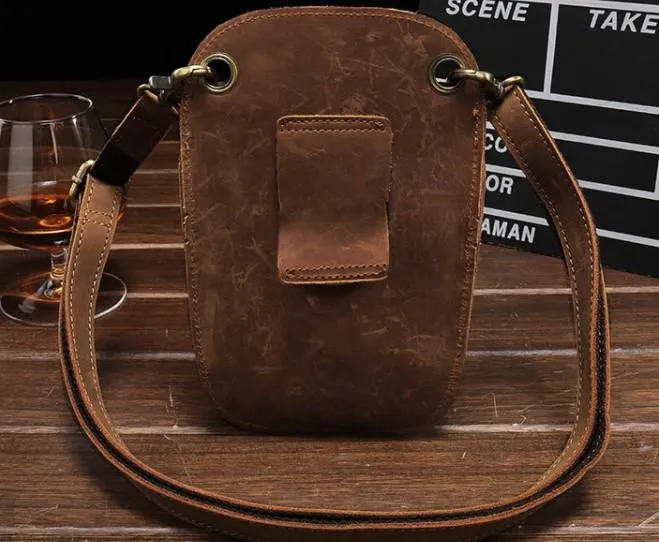Cool Leather Mens Hairstylist Tool case barber pouch scissors case Belt Pouch Waist Bag