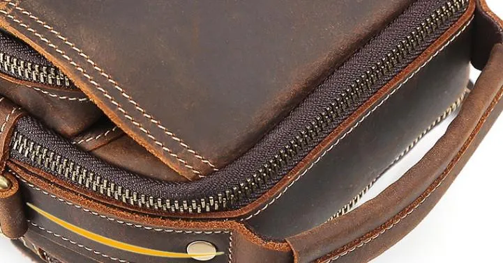 Cool Leather Vintage Small Side Bags Waist Bag Belt Pouch Small Shoulder Bags For Men