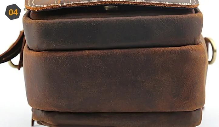 Cool Leather Vintage Small Side Bags Waist Bag Belt Pouch Small Shoulder Bags For Men