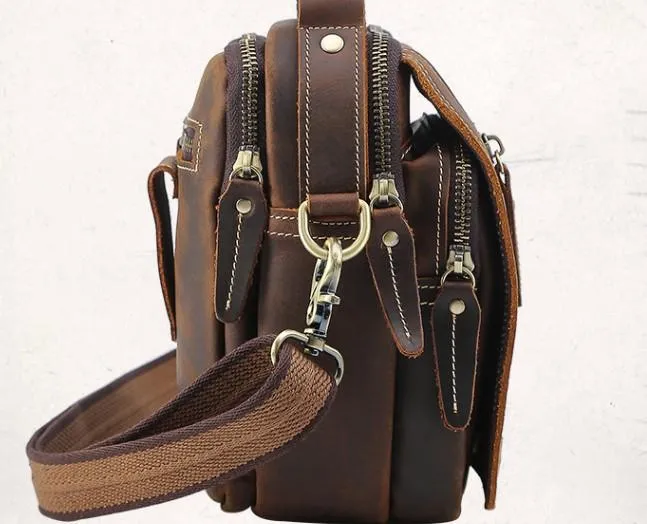 Cool Leather Vintage Small Side Bags Waist Bag Belt Pouch Small Shoulder Bags For Men