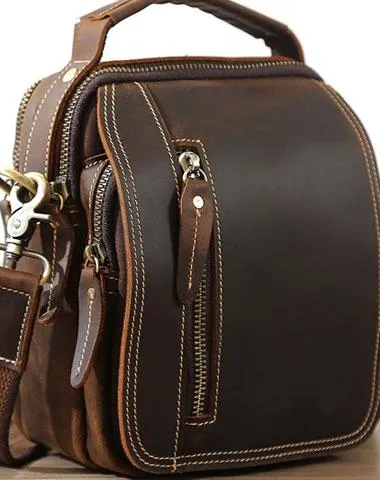 Cool Leather Vintage Small Side Bags Waist Bag Belt Pouch Small Shoulder Bags For Men