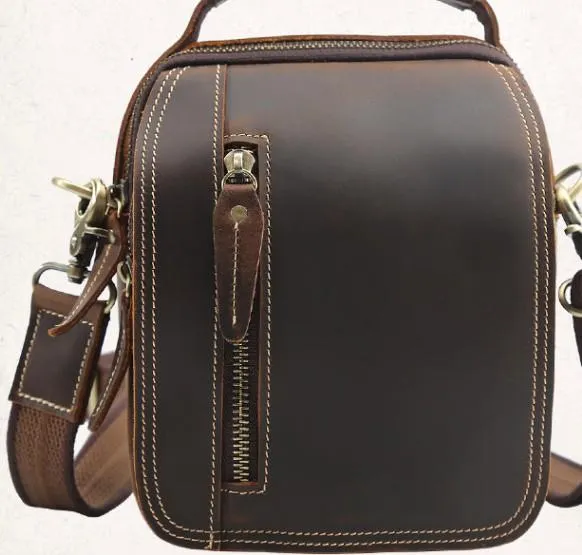 Cool Leather Vintage Small Side Bags Waist Bag Belt Pouch Small Shoulder Bags For Men