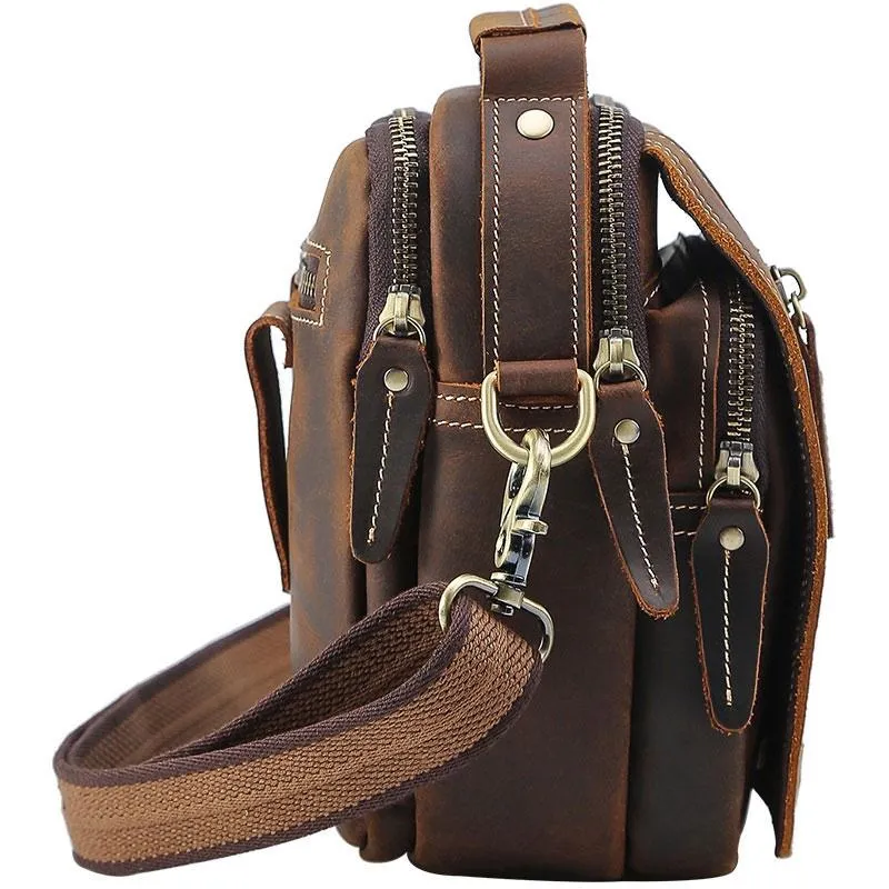 Cool Leather Vintage Small Side Bags Waist Bag Belt Pouch Small Shoulder Bags For Men