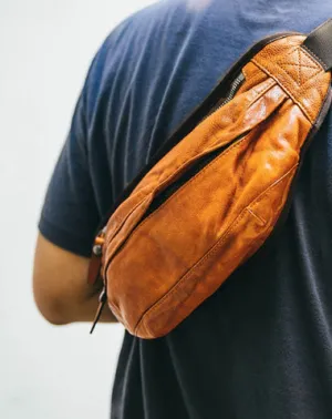 Cool Light Brown Leather Men Chest Bag Waist Bags Tan Fanny Pack Black Hip Bag Bum Pack For Men Tan