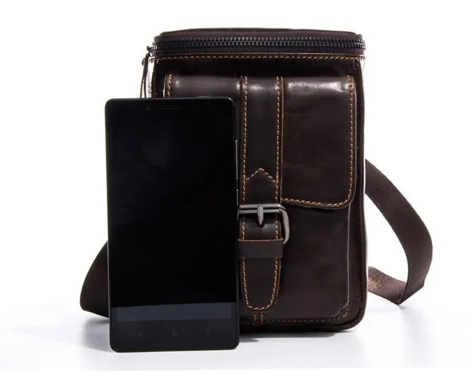 Cool Mens Leather Mens Belt Pouch Waist Bag Shoulder Bag Cell Phone Holster for Men