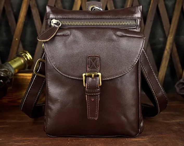 Cool Mens Leather Side Bag Belt Pouch Holster Belt Case Pack Waist Pouch for Men