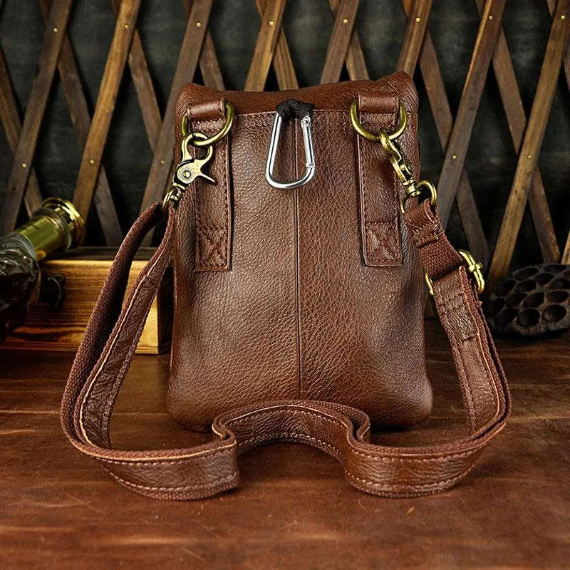 Cool Mens Leather Side Bag Belt Pouch Holster Belt Case Pack Waist Pouch for Men