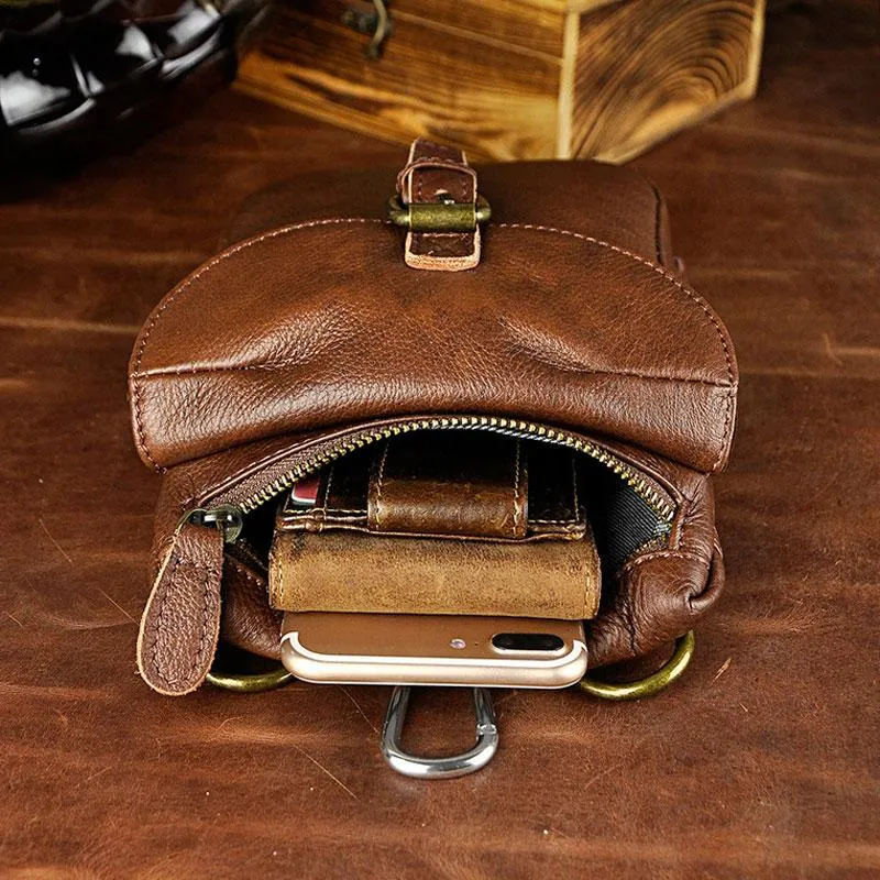Cool Mens Leather Side Bag Belt Pouch Holster Belt Case Pack Waist Pouch for Men