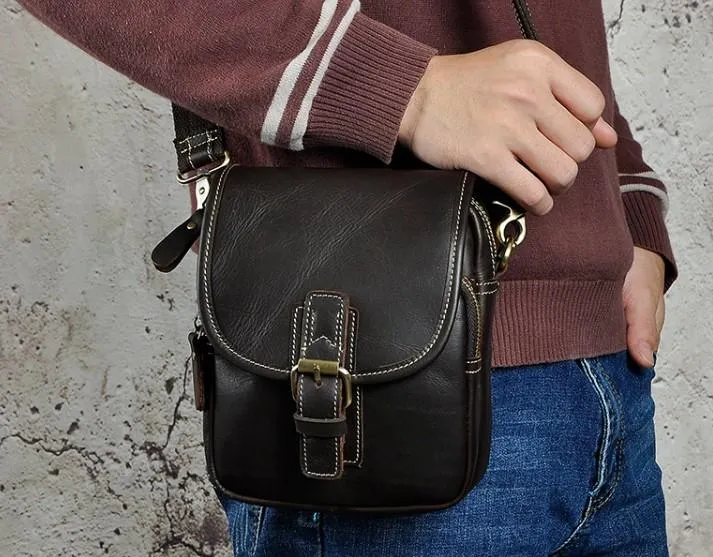 Cool Mens Leather Side Bag Belt Pouch Holster Belt Case Waist Pouch for Men