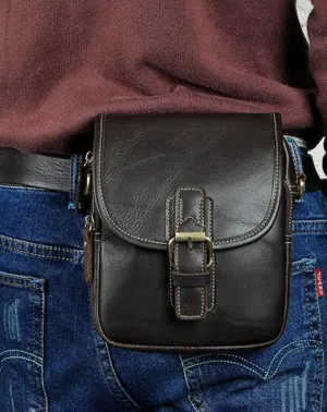 Cool Mens Leather Side Bag Belt Pouch Holster Belt Case Waist Pouch for Men Vintage Brown