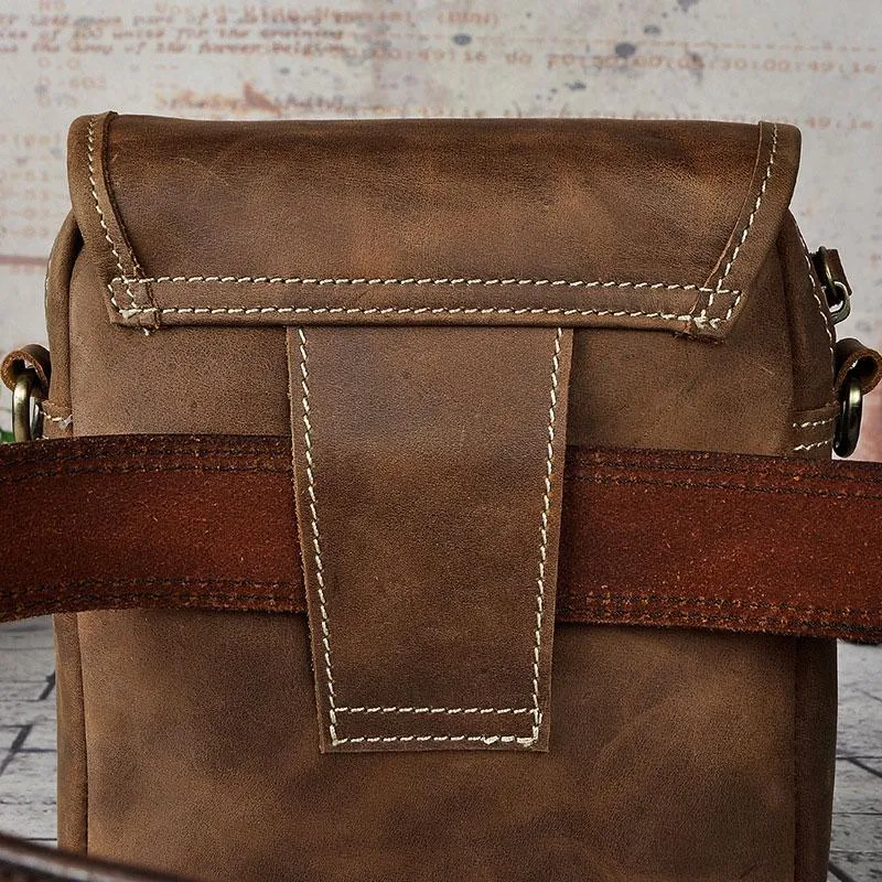 Cool Mens Leather Side Bag Belt Pouch Holster Belt Case Waist Pouch for Men