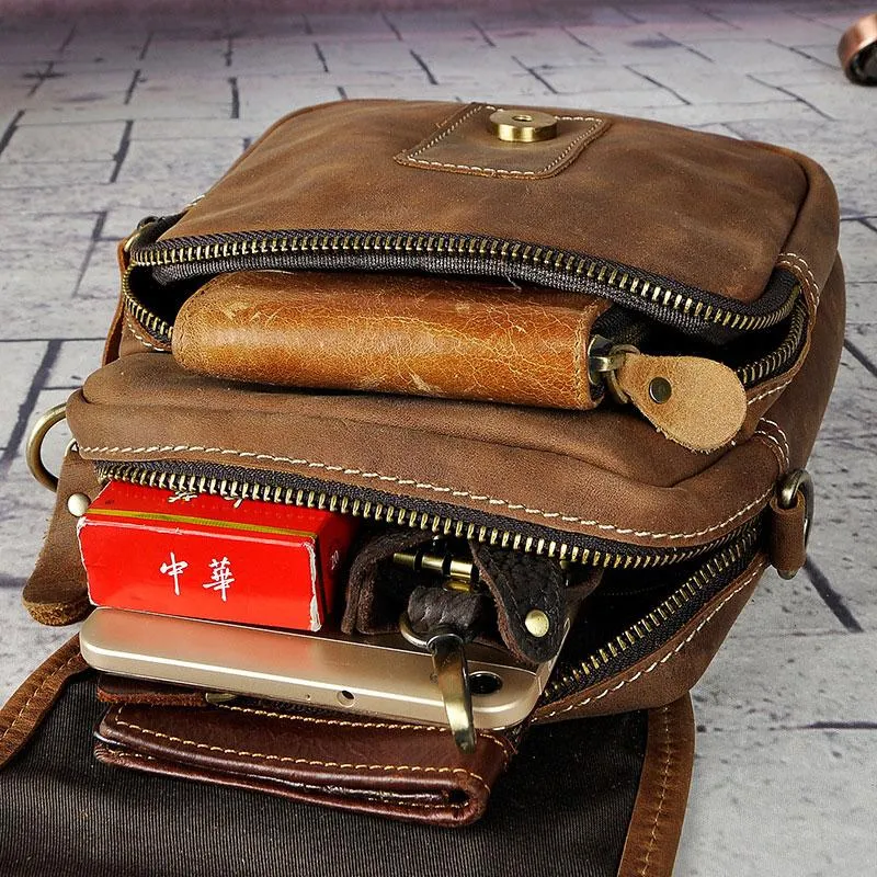 Cool Mens Leather Side Bag Belt Pouch Holster Belt Case Waist Pouch for Men