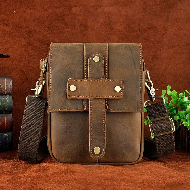Cool Mens Leather Small Side Bag Belt Pouch Holster Belt Case Waist Pouch for Men