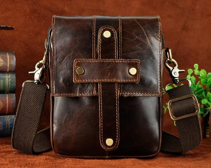 Cool Mens Leather Small Side Bag Belt Pouch Holster Belt Case Waist Pouch for Men