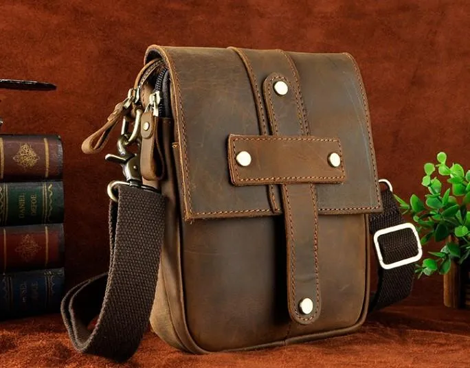 Cool Mens Leather Small Side Bag Belt Pouch Holster Belt Case Waist Pouch for Men
