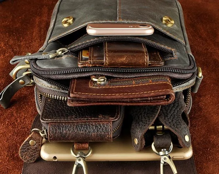 Cool Mens Leather Small Side Bag Belt Pouch Holster Belt Case Waist Pouch for Men