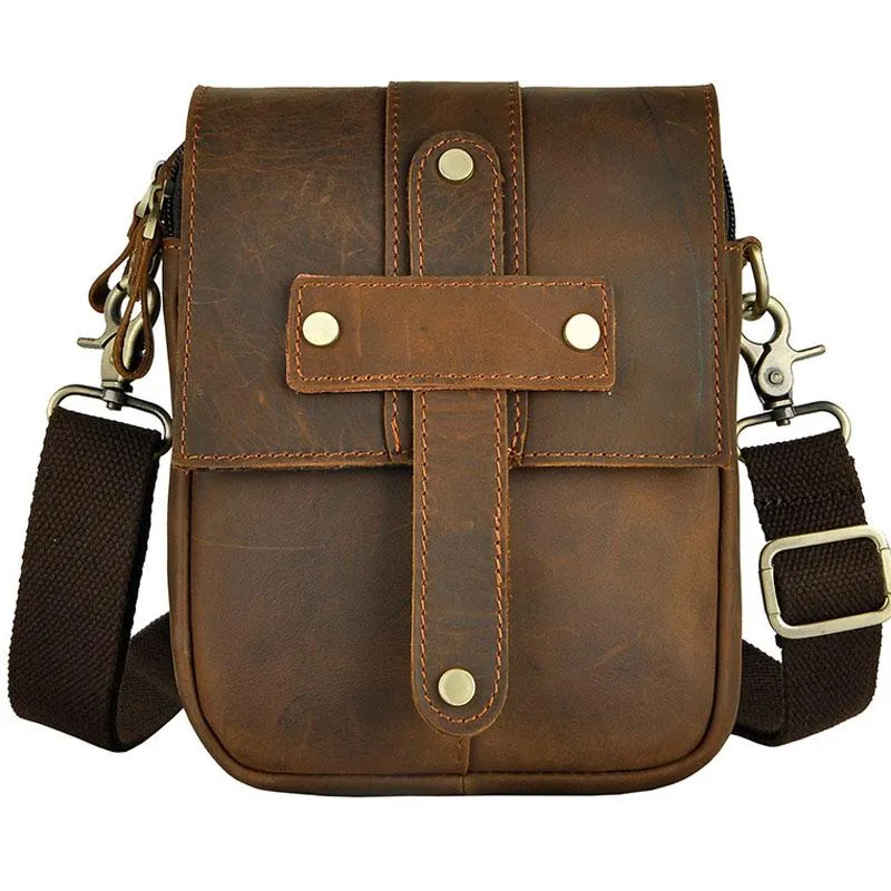 Cool Mens Leather Small Side Bag Belt Pouch Holster Belt Case Waist Pouch for Men