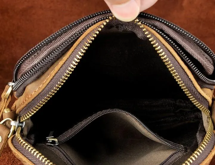 Cool Mens Leather Small Side Bag Belt Pouch Holster Belt Case Waist Pouch for Men