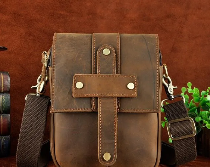 Cool Mens Leather Small Side Bag Belt Pouch Holster Belt Case Waist Pouch for Men