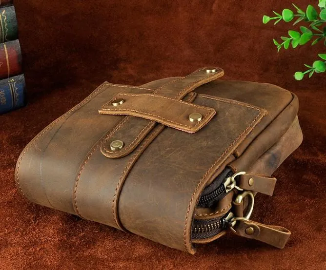 Cool Mens Leather Small Side Bag Belt Pouch Holster Belt Case Waist Pouch for Men