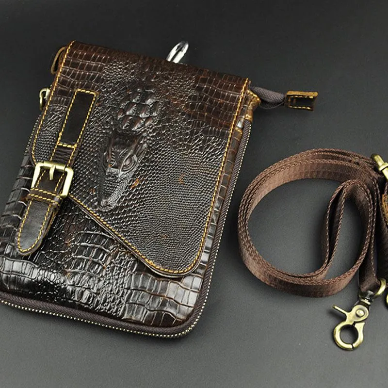 Cool Mens Leather Small Side Bag Belt Pouch Waist Pouch Holster Belt Case for Men