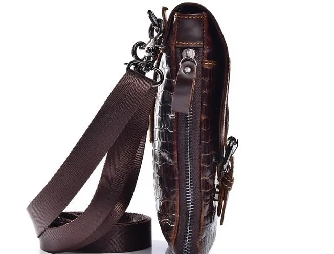 Cool Mens Leather Small Side Bag Belt Pouch Waist Pouch Holster Belt Case for Men