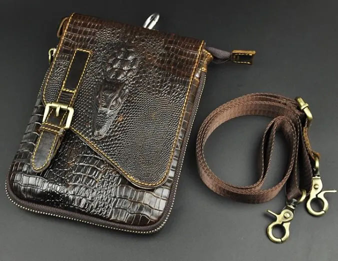Cool Mens Leather Small Side Bag Belt Pouch Waist Pouch Holster Belt Case for Men