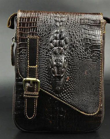 Cool Mens Leather Small Side Bag Belt Pouch Waist Pouch Holster Belt Case for Men Black Coffee