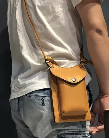 Cool Tan LEATHER MEN'S Small Messenger Bag Waist BAG Belt pouch Green Belt Bag FOR MEN Red