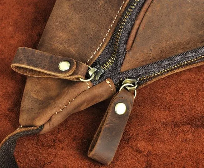 Cool Vintage Brown Mens Leather Fanny Pack Belt Bags Waist Bag For Men