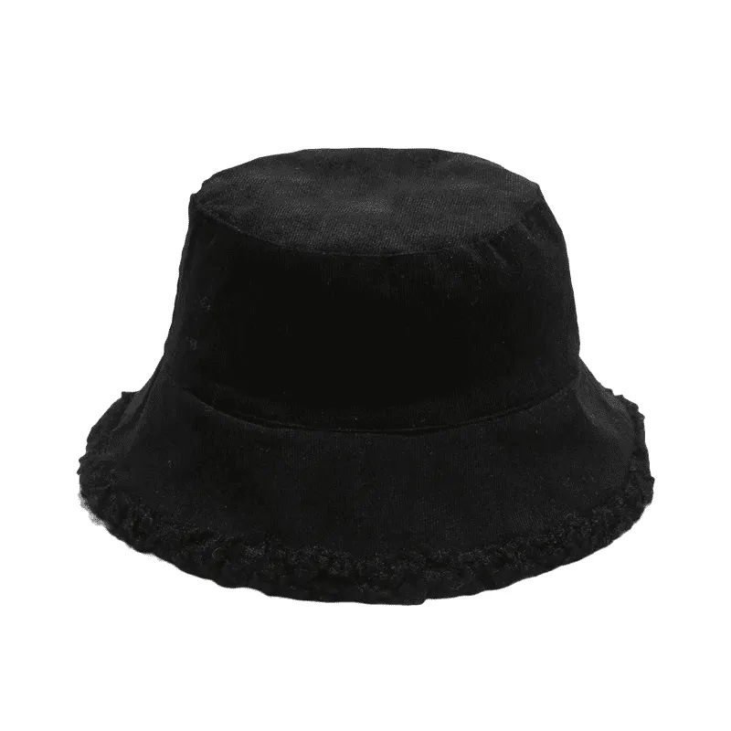 Corduroy Lamb Fur Bucket Hat