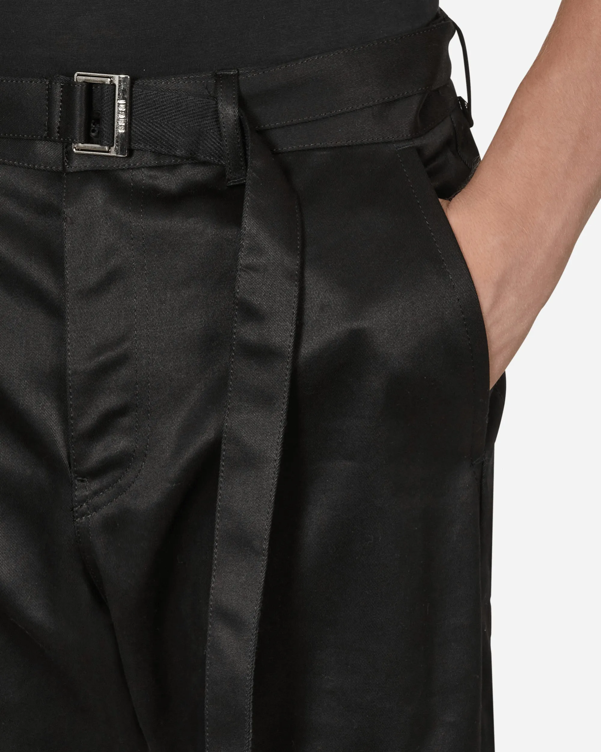 Cotton Chino Knee Zip Pants Black