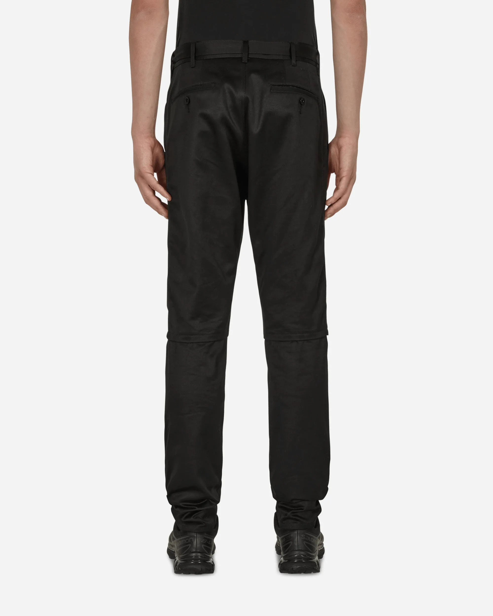 Cotton Chino Knee Zip Pants Black