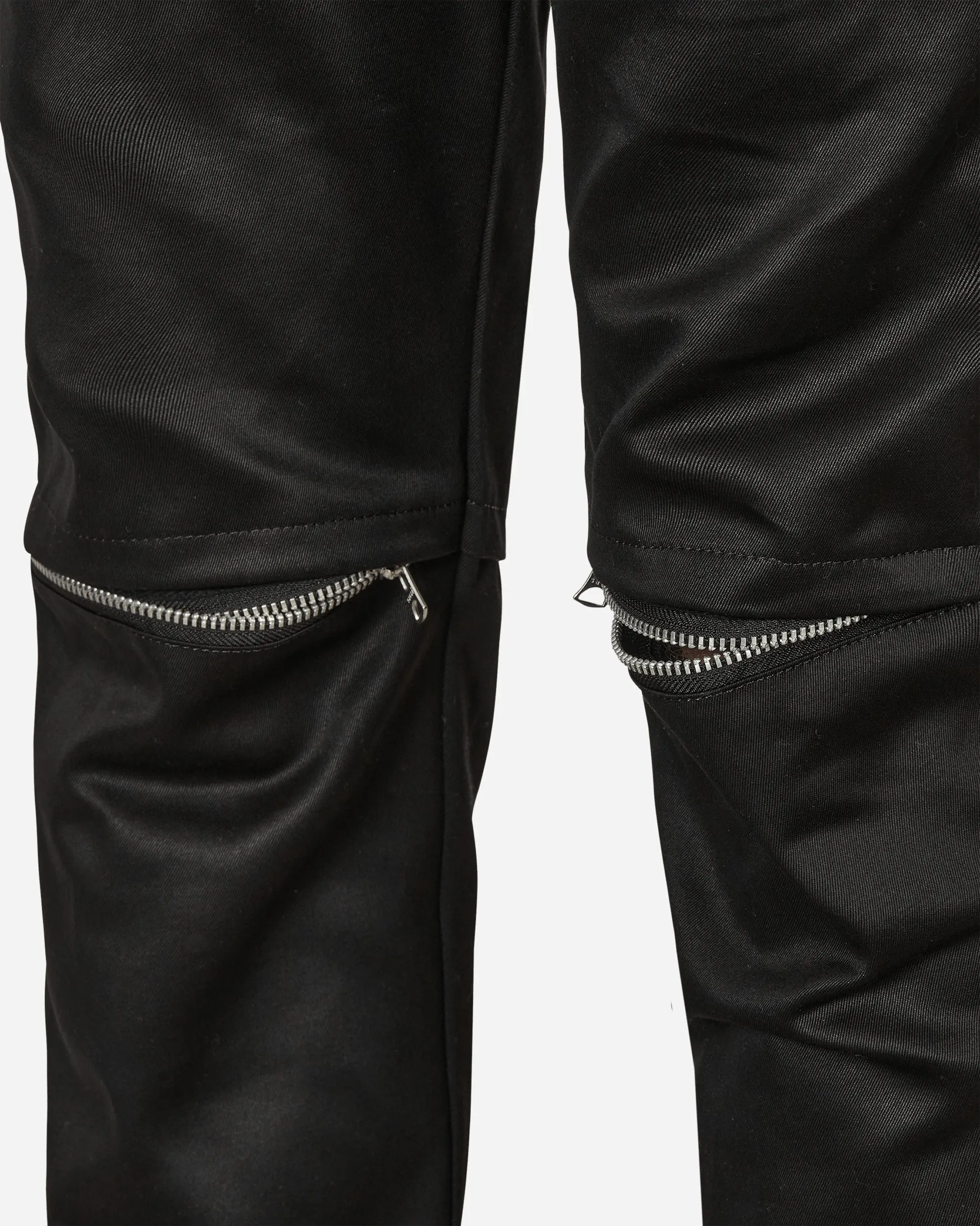 Cotton Chino Knee Zip Pants Black