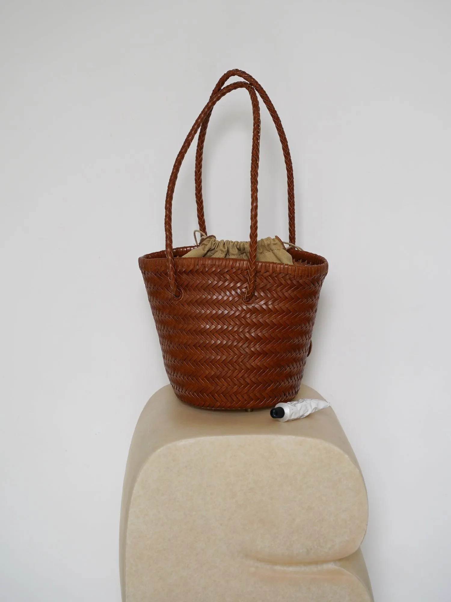 Cowhide Leather Hand Woven Bucket Bag | Open Rattan Woven Triple Jump Bamboo Ladies Hobo Holiday Bag | Weekend Basket Bag | Small Beach Bag bucket bags for sale