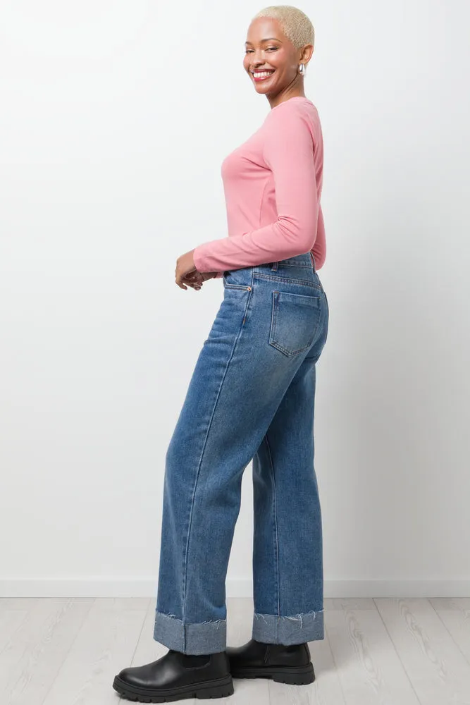 Crew Neck Long Sleeve T-Shirt Pink