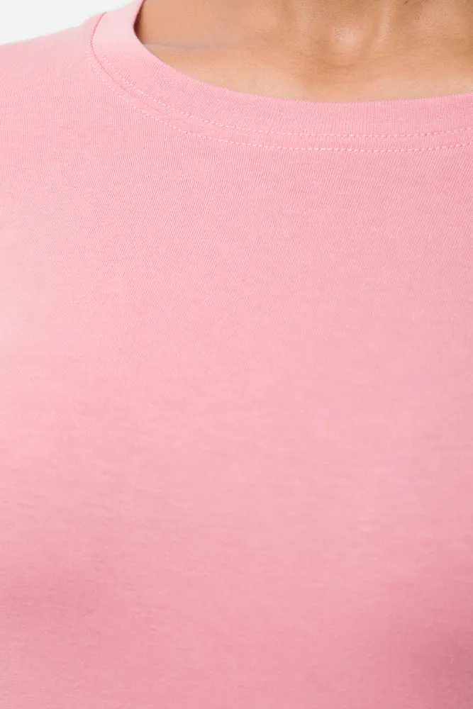 Crew Neck Long Sleeve T-Shirt Pink
