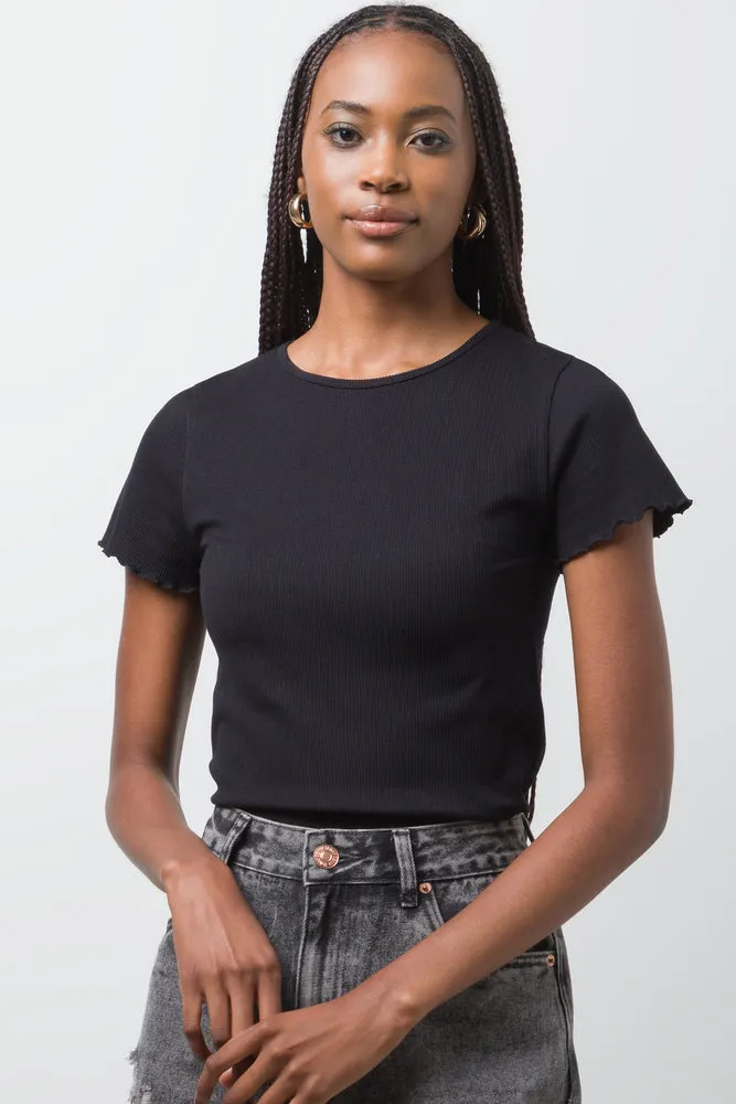 Crew Neck Short Sleeve T-Shirt Black,women t-shirt cotton,women t-shirt top,boutique women's clothing