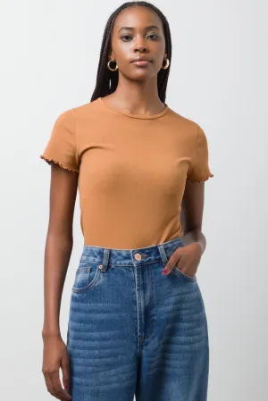 Crew Neck Short Sleeve T-Shirt Brown,women t-shirt cotton,women t-shirt top,boutique women's clothing