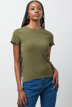 Crew Neck Short Sleeve T-Shirt Green,women t-shirt cotton,women t-shirt top,boutique women's clothing