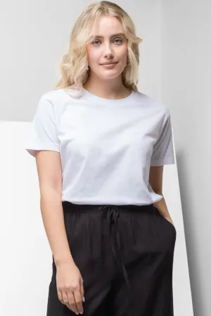 Crew Neck Short Sleeve T-Shirt White,women t-shirt cotton,women t-shirt top,boutique women's clothing