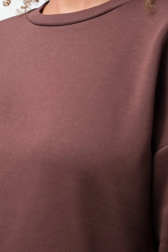 Crew Neck Tracktop Brown