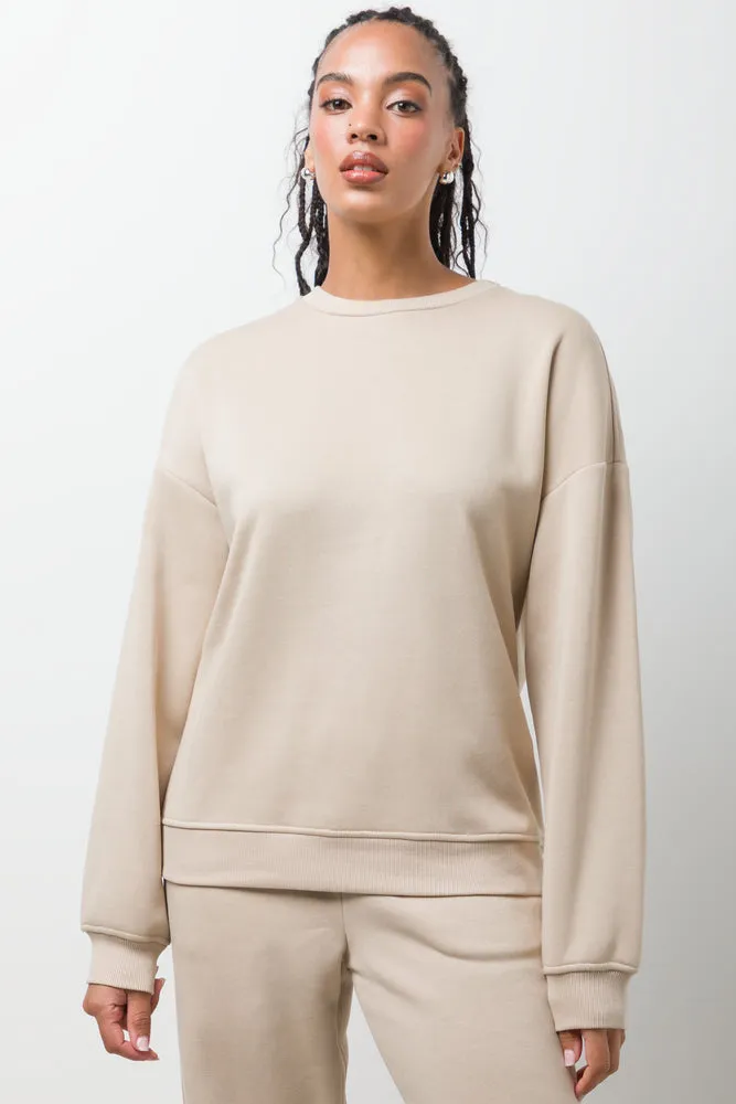 Crew Neck Tracktop Natural,women t-shirt cotton,women t-shirt top,boutique women's clothing