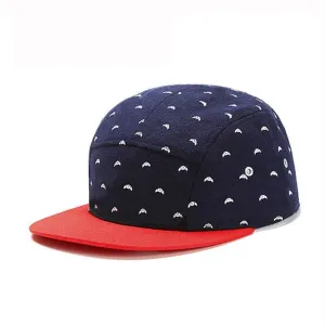 Croissants Navy Red Snapback Cap boater hat with bow in beach sunlight