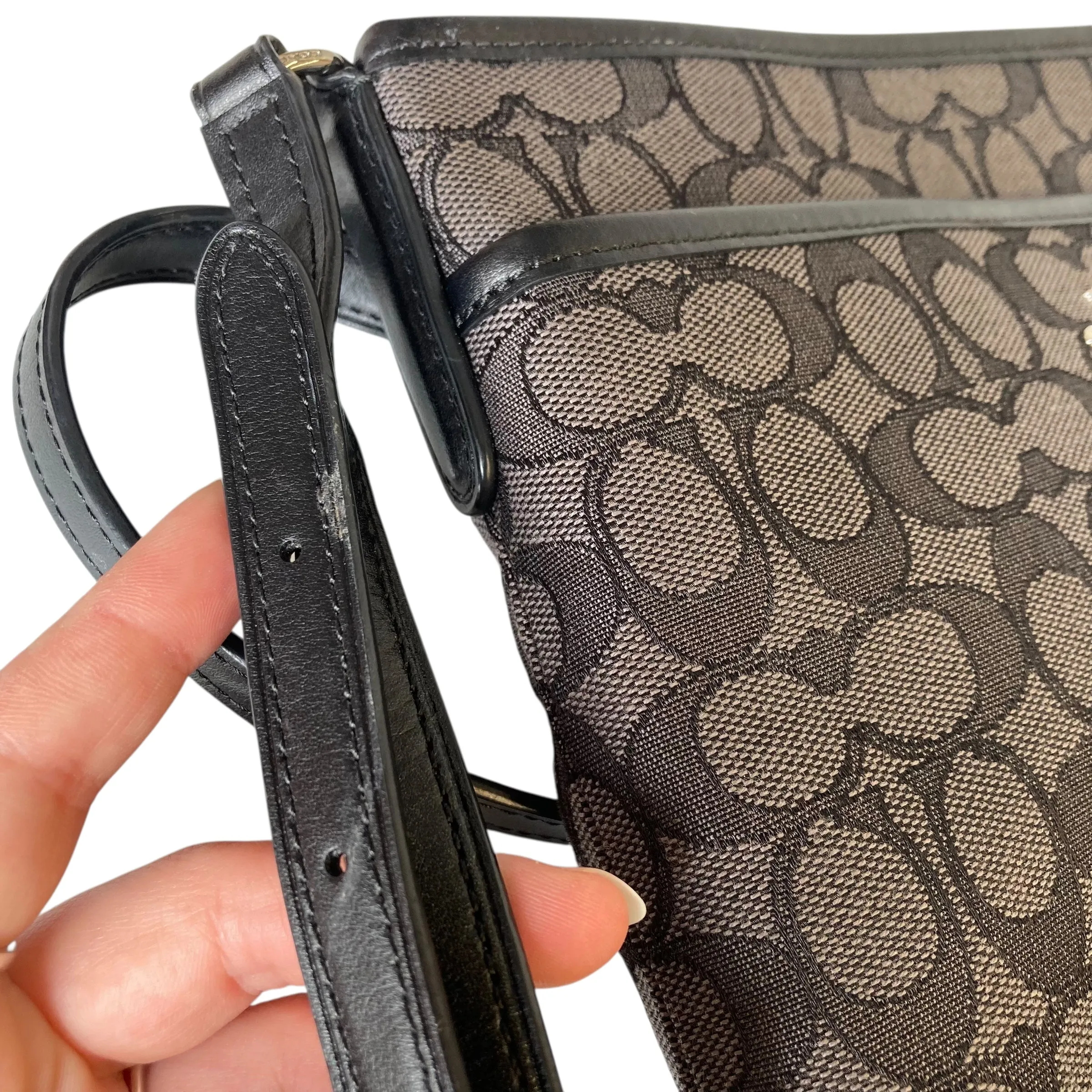 Crossbody Designer By Coach In Black & Grey, Size:Medium