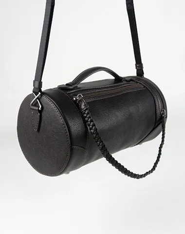 Cute Womens Black Coffee Leather Bucket Shoulder Purse Barrel Crossbody Bag Purse for Ladies cheap online