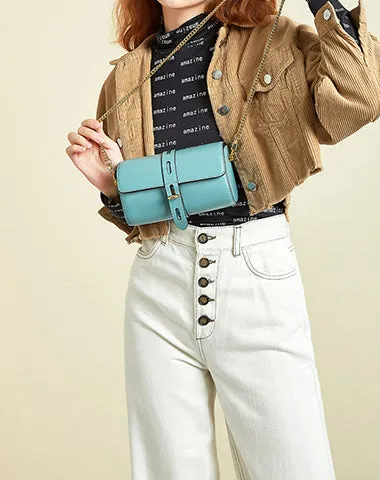 Cute Womens Blue Leather Barrel Crossbody Purse Bucket Round Chain Shoulder Bag for Women cheap online