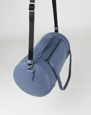 Cute Womens Blue Leather Bucket Shoulder Purse Barrel Crossbody Bag Purse for Ladies cheap online