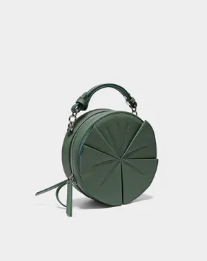 Cute Womens Leather Barrel Handbag Purse Green Crossbody Purse Bucket Round Shoulder Bag for Women cheap online