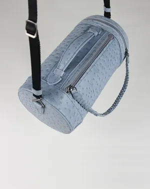 Cute Womens Light Blue Leather Bucket Shoulder Purse Barrel Crossbody Bag Purse for Ladies cheap online